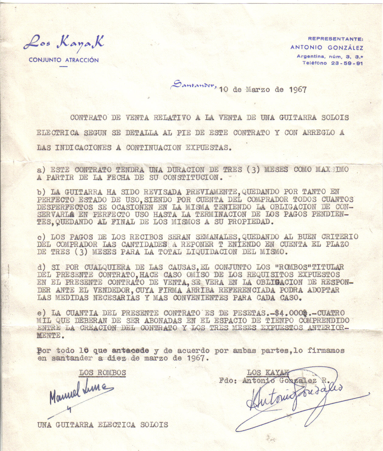 Factura venta guitarra